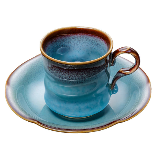 碧緑天目変形コーヒーカップ(青)