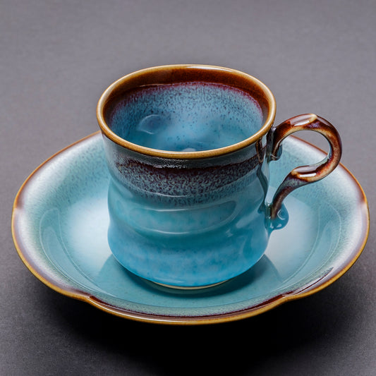 碧緑天目変形コーヒーカップ(青)