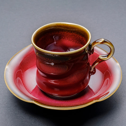 辰砂天目変形コーヒーカップ(赤)