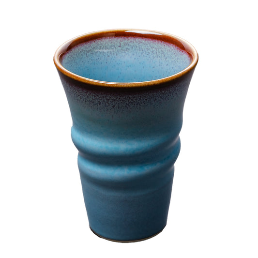 碧緑天目変型フリーカップ(青)