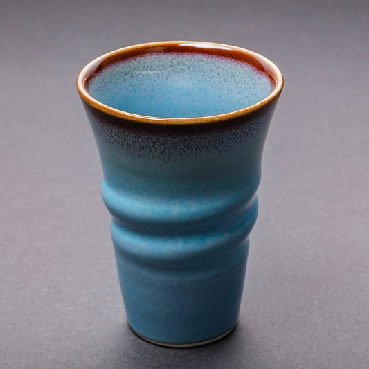 碧緑天目変型フリーカップ(青)