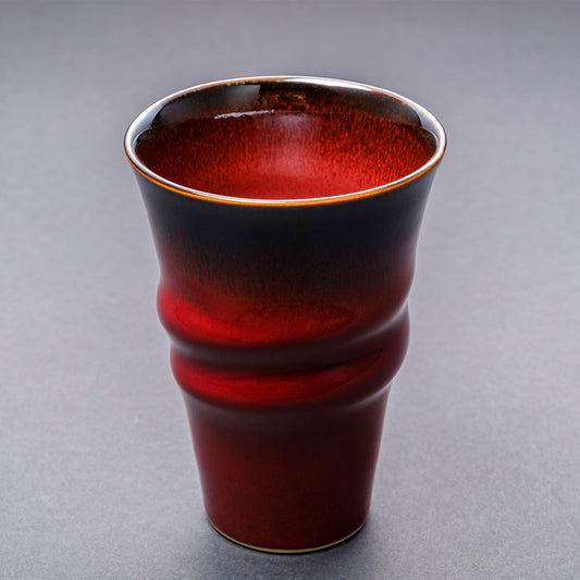 辰砂天目変型フリーカップ(赤)