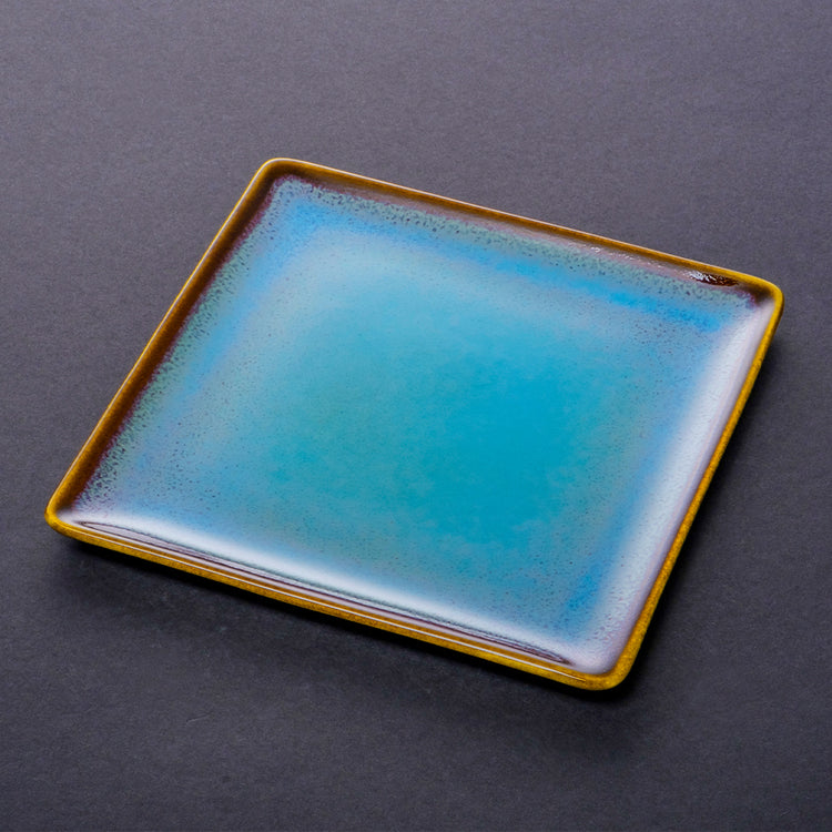 碧绿天目方角盘 中(蓝)