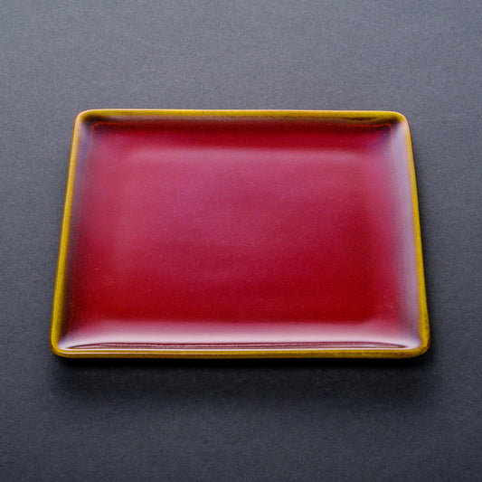 辰砂天目角皿 中(赤)