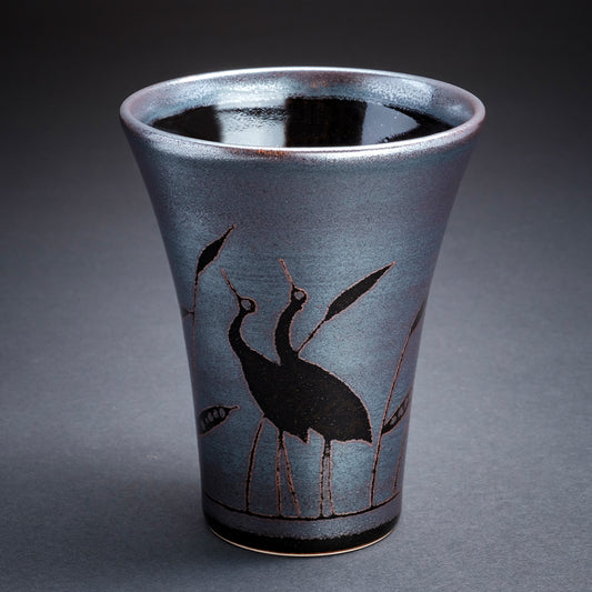 天目银彩鹭鸟图案休闲杯(鹭)