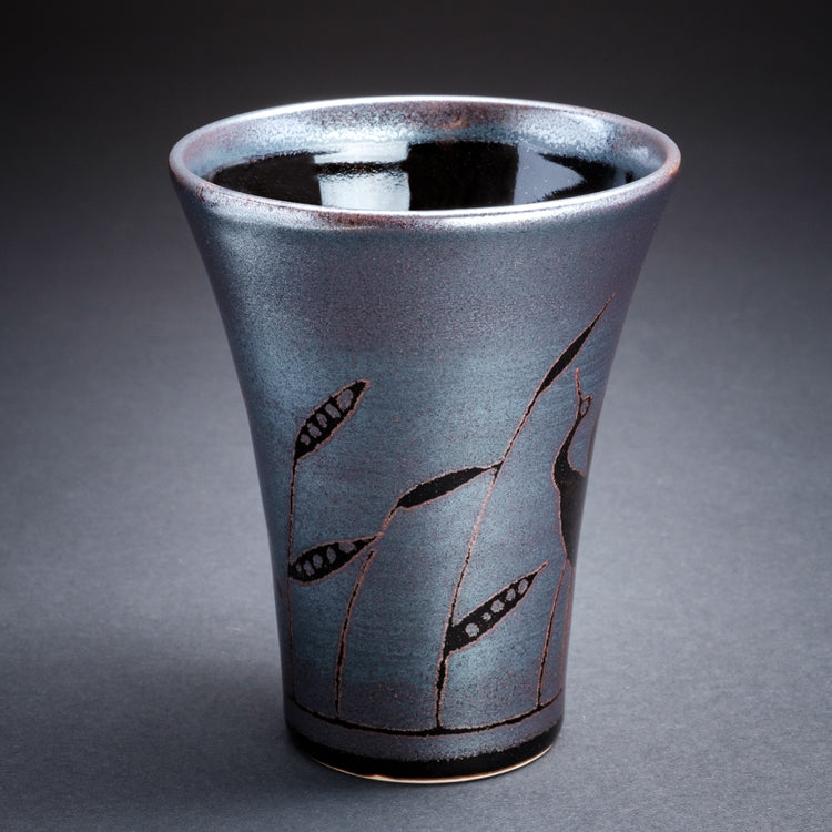 天目銀彩鷺フリーカップ(鷺)