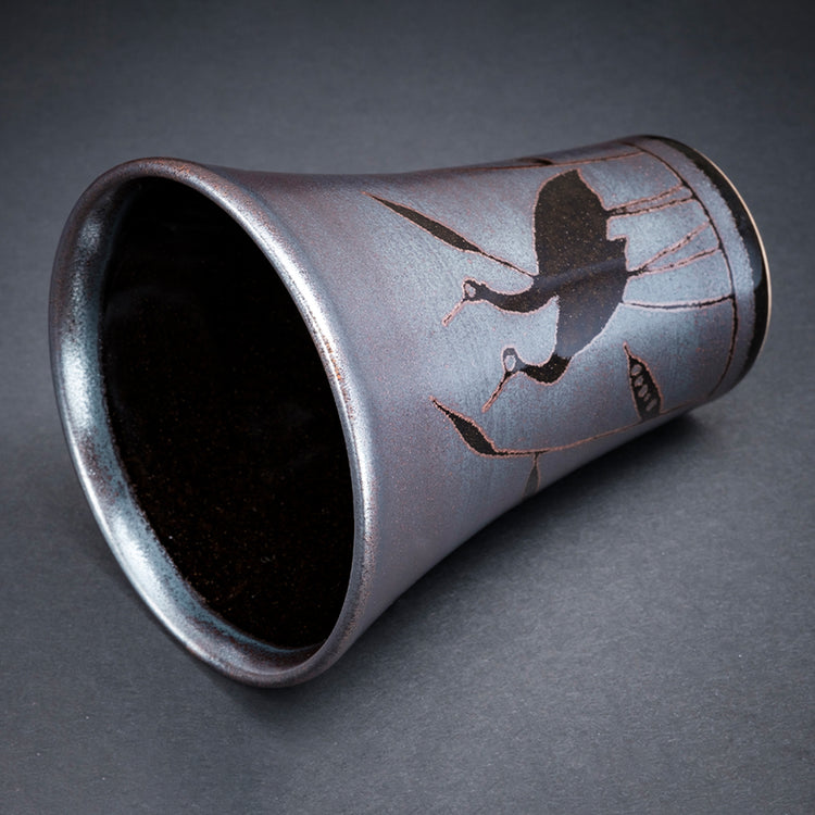 天目銀彩鷺フリーカップ(鷺)