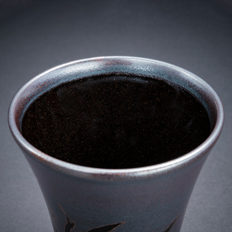 天目銀彩鷺フリーカップ(鷺)