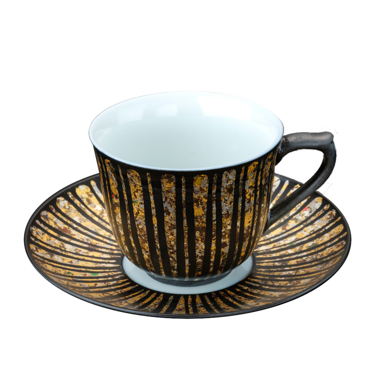 黒地鎬文金襕手 咖啡杯盘