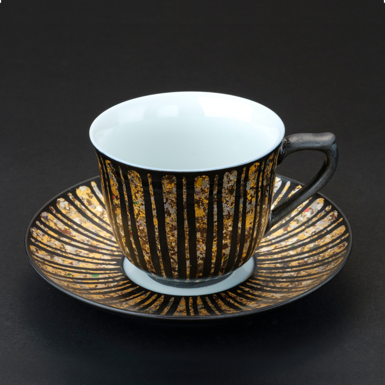 黒地鎬文金襕手 咖啡杯盘