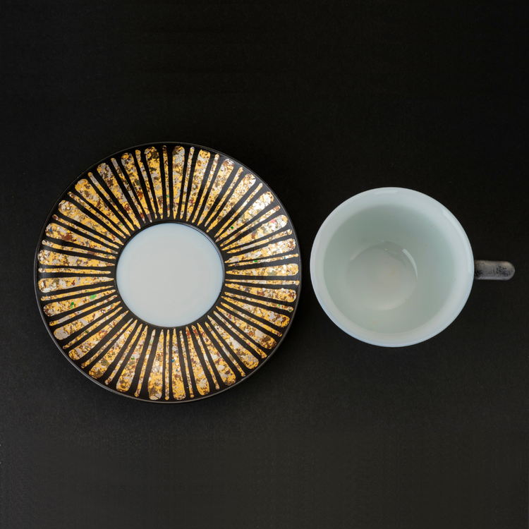 黒地鎬文金襕手 咖啡杯盘