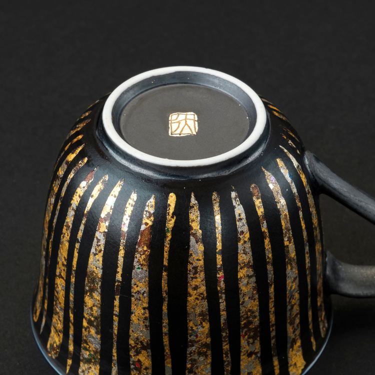 黒地鎬文金襕手 咖啡杯盘