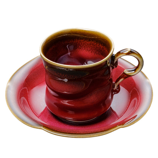 辰砂天目变形咖啡杯（红）