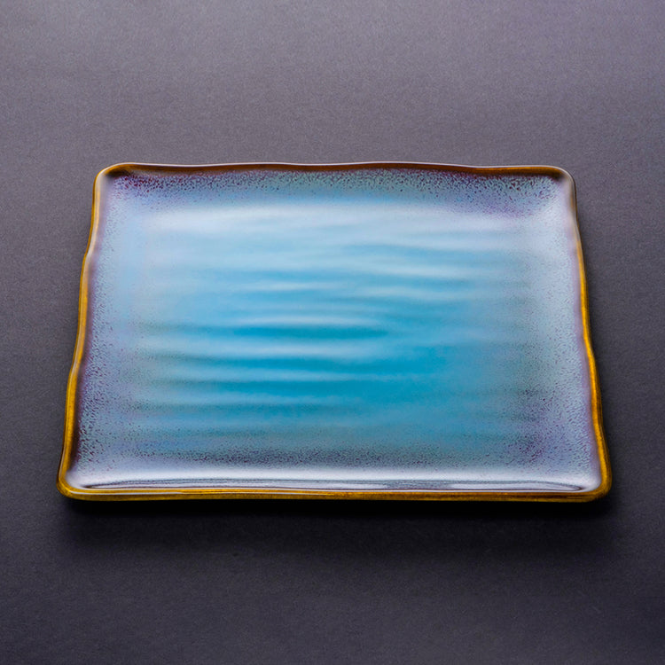 Shinsya Tenmoku Square Plate Large size (Blue)