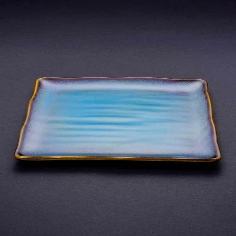 Shinsya Tenmoku Square Plate Large size (Blue)