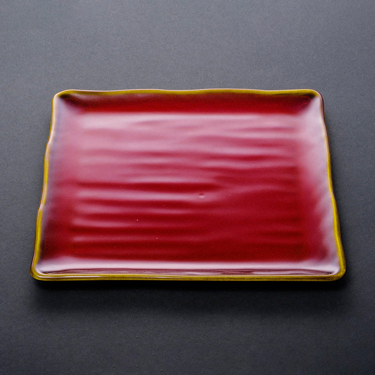 Shinsya Tenmoku Square Plate Large size (Red)