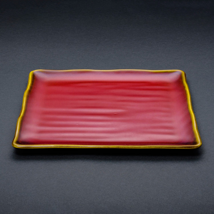 Shinsya Tenmoku Square Plate Large size (Red)