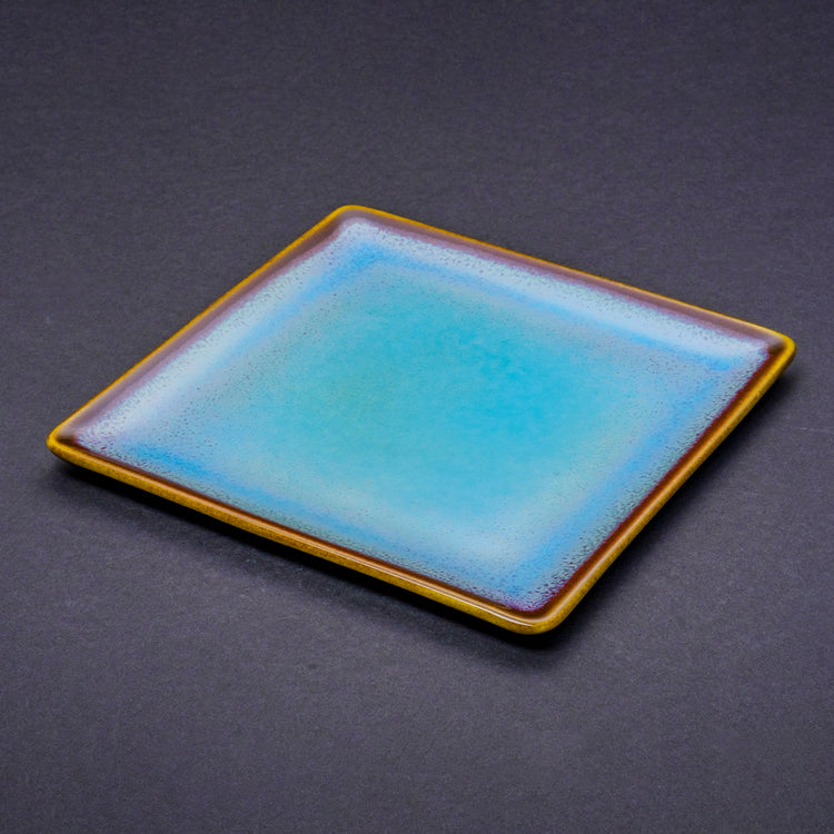 Shinsya Tenmoku Square Plate Medium size (Blue)