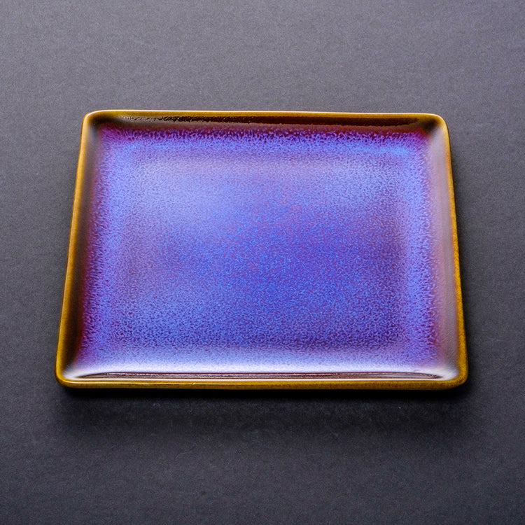 Shinsya Tenmoku Square Plate Medium size (Purple)