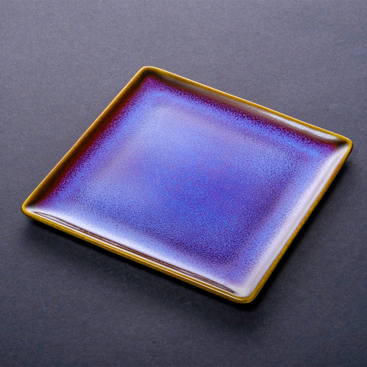 Shinsya Tenmoku Square Plate Medium size (Purple)