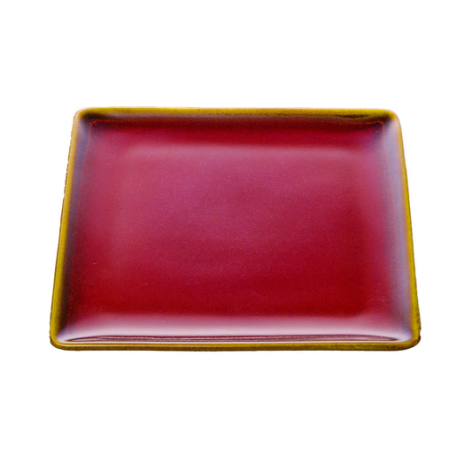 Shinsya Tenmoku Square Plate Medium size (Red)