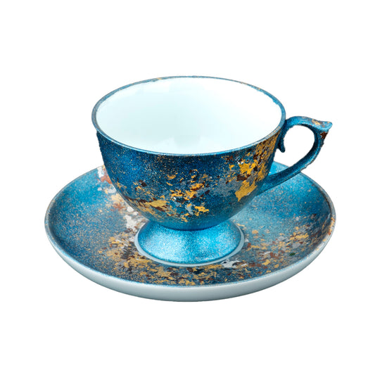Blue Milky Way Galaxy Kinrande Coffee Cup and Saucer