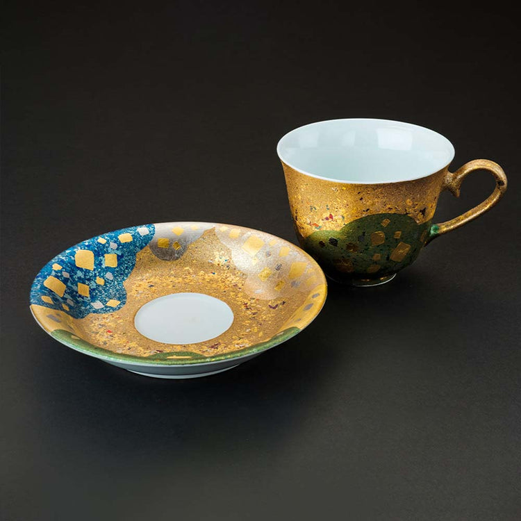 Tsugihaku Kinrande Blue Coffee Cup and Saucer