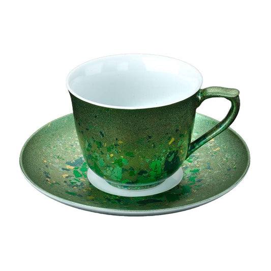 绿色箔片金襕手 咖啡杯盘