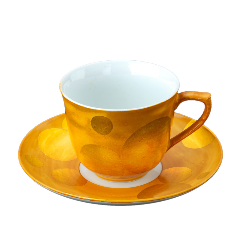 黄水玉文金襕手　咖啡杯盘