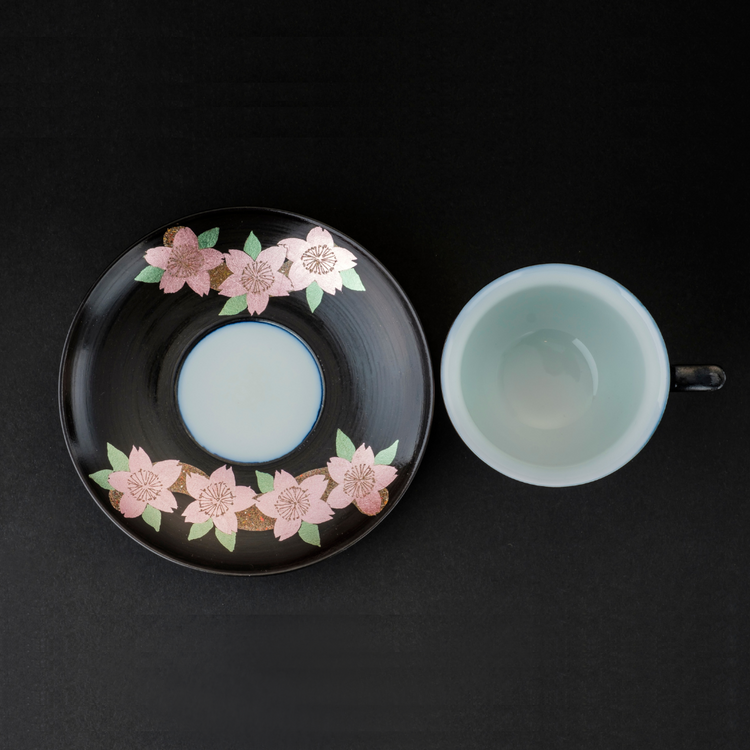 夜桜金襕手 咖啡杯盘